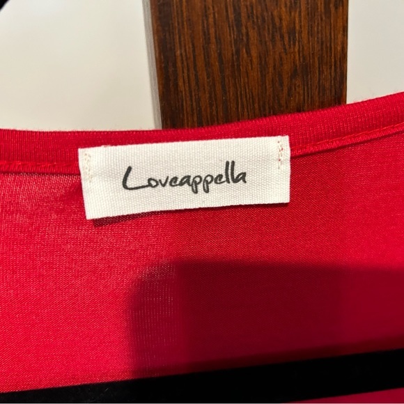 Loveappella Women’s Flutter Sleeve Red WrapTop great for‎ Valentine’s Day NWT  M - Picture 4 of 5